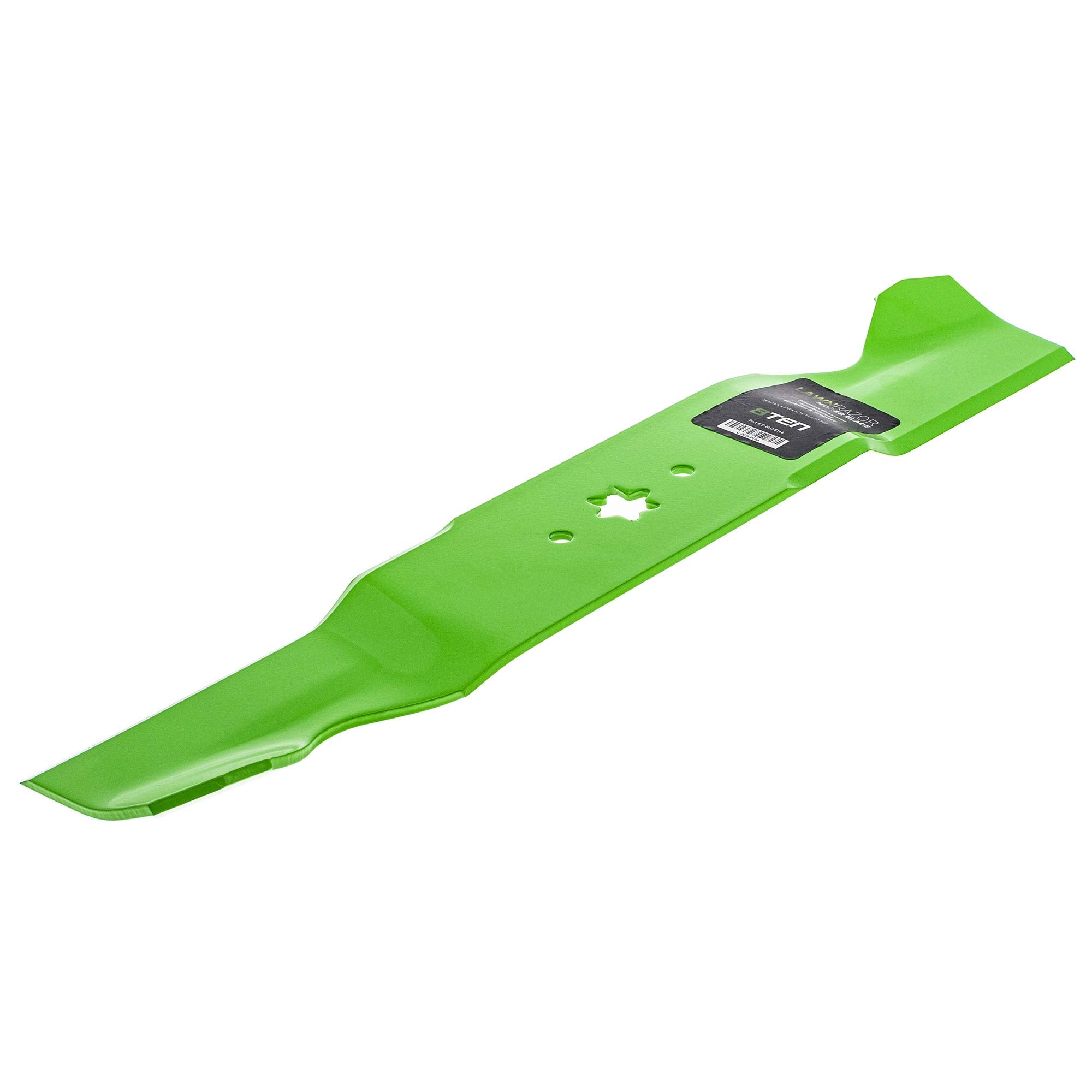 8TEN LawnRAZOR next to ruler showing exact 18 5/16-inch length for correct sizing