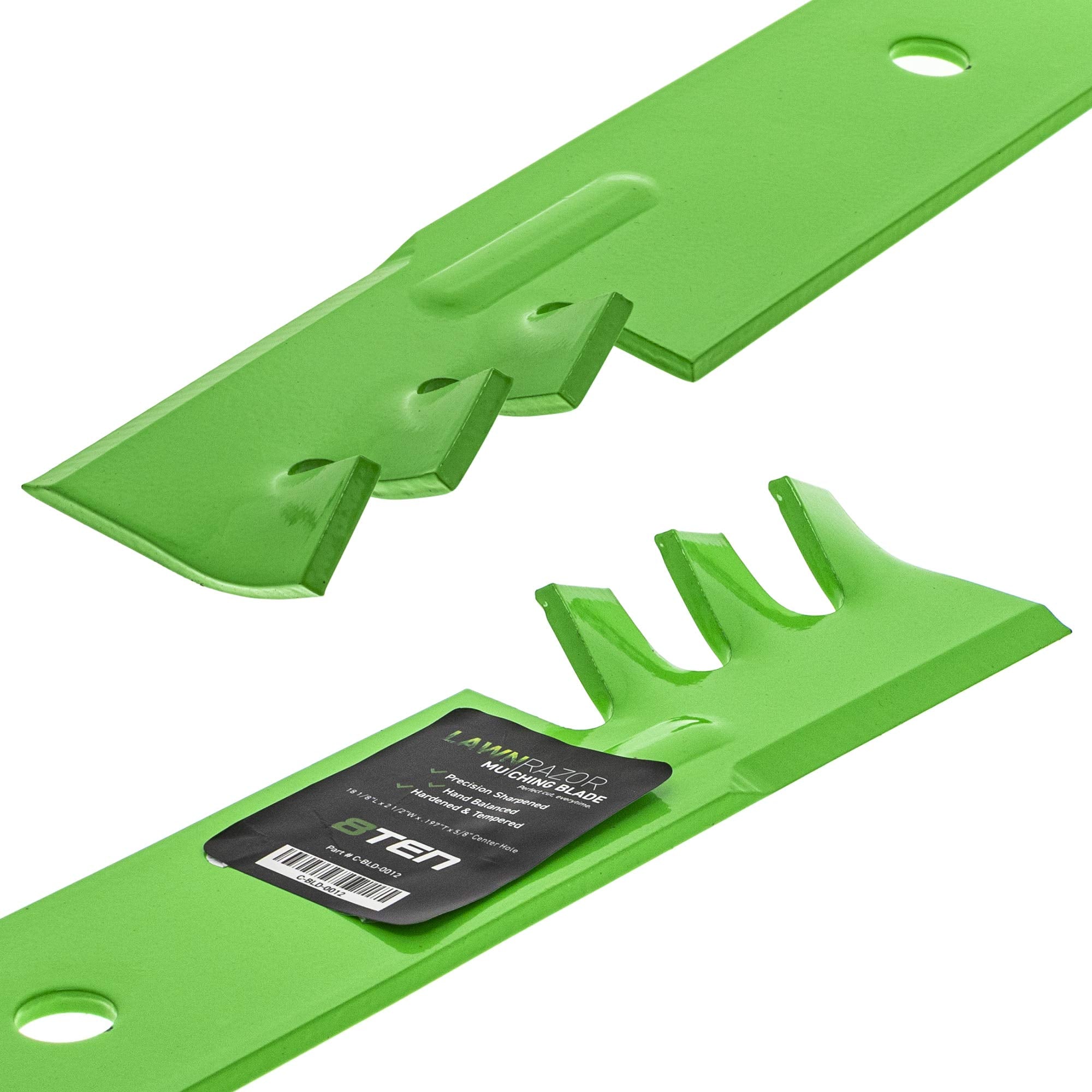 8TEN blades next to ruler showing exact length and scale for correct sizing