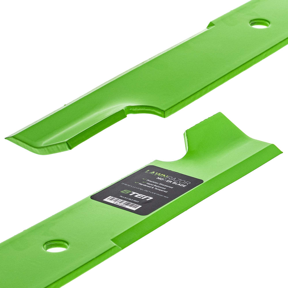 8TEN LawnRAZOR beside measuring tape for scale, confirms correct 52-inch fit