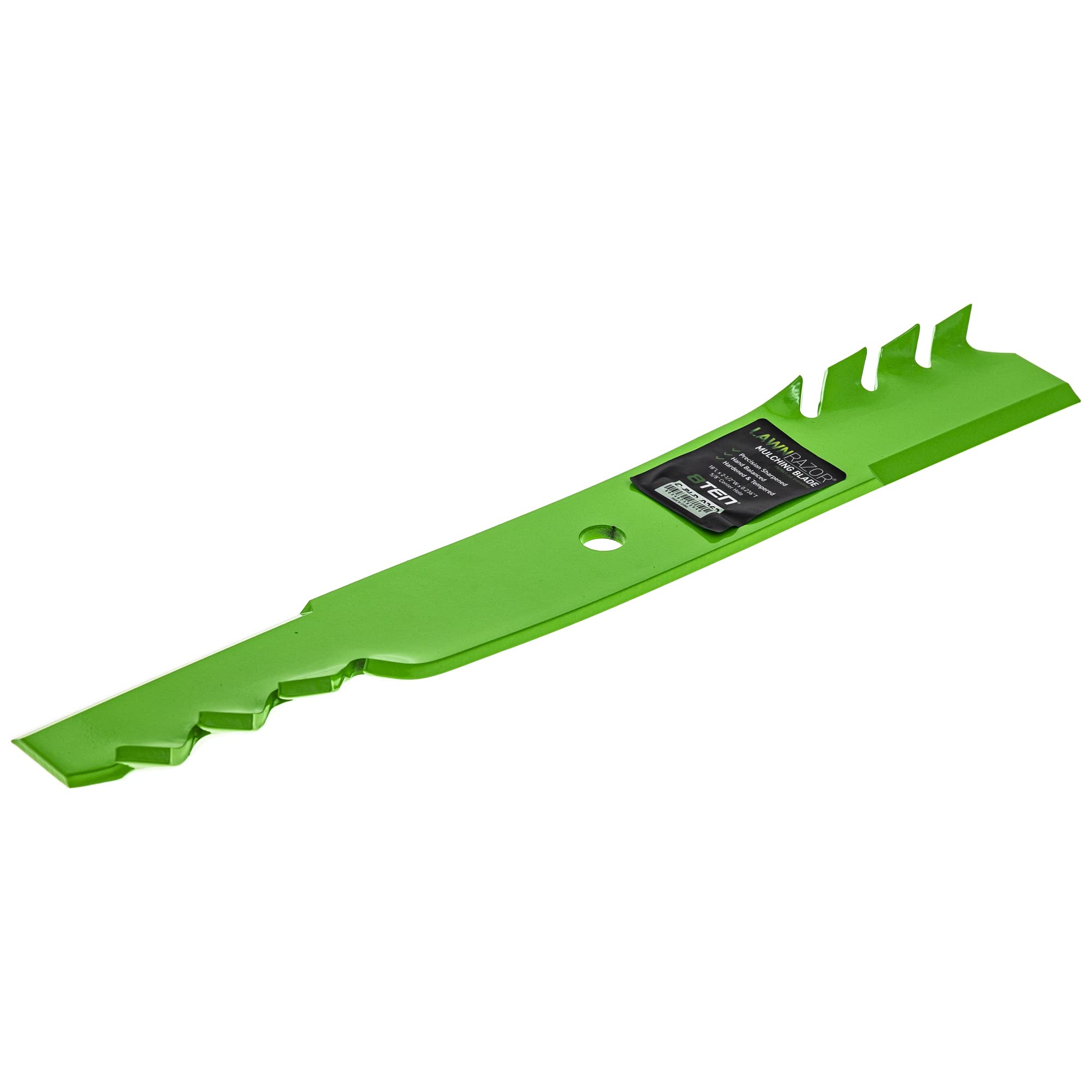 8TEN blade next to ruler showing 18-inch lift and precise dimensions benefit