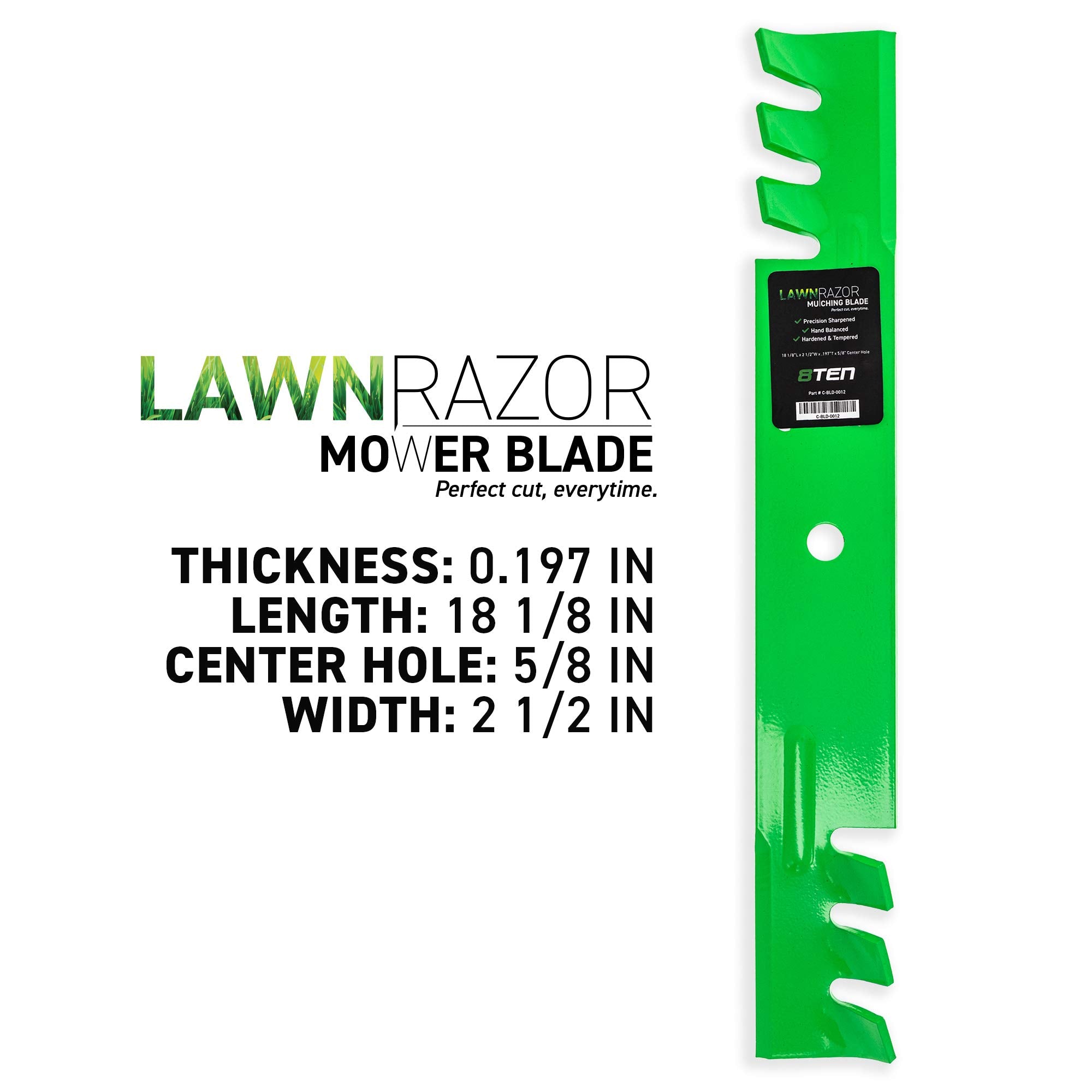 8TEN blade side profile showing center hole and balanced construction benefit