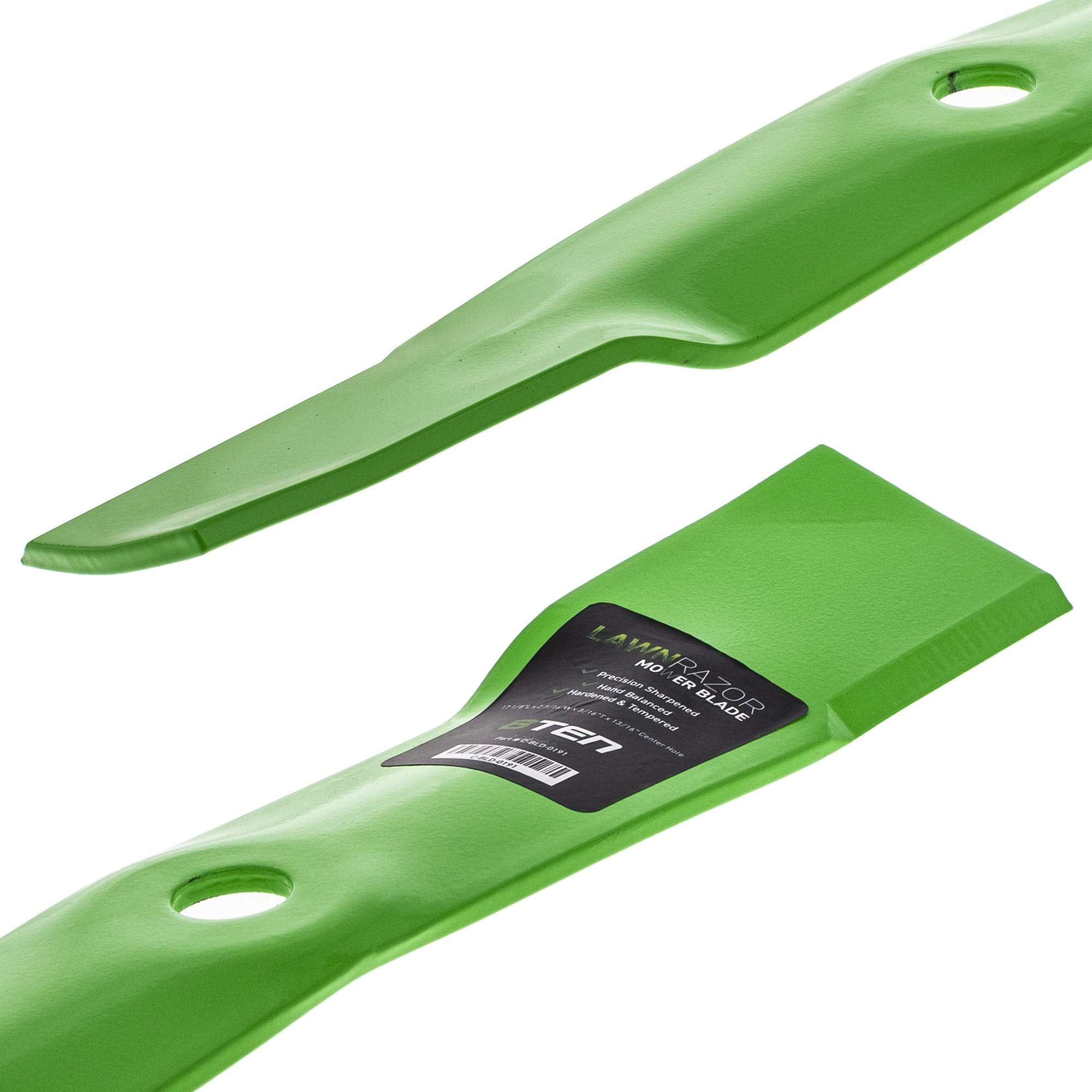 8TEN LawnRAZOR side profile showing high-lift curve for improved airflow