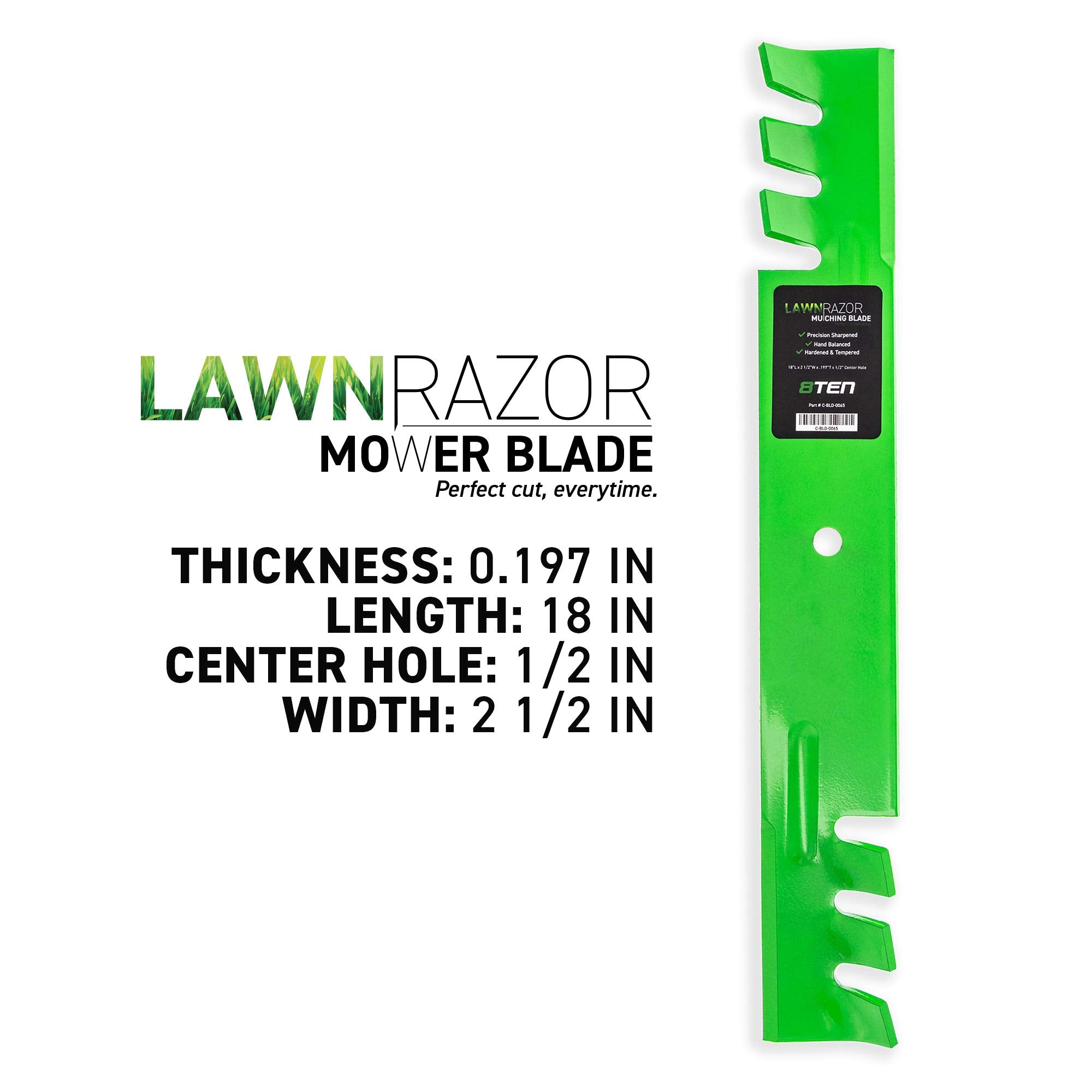 8TEN LawnRAZOR side profile showing blade thickness and durable steel construction