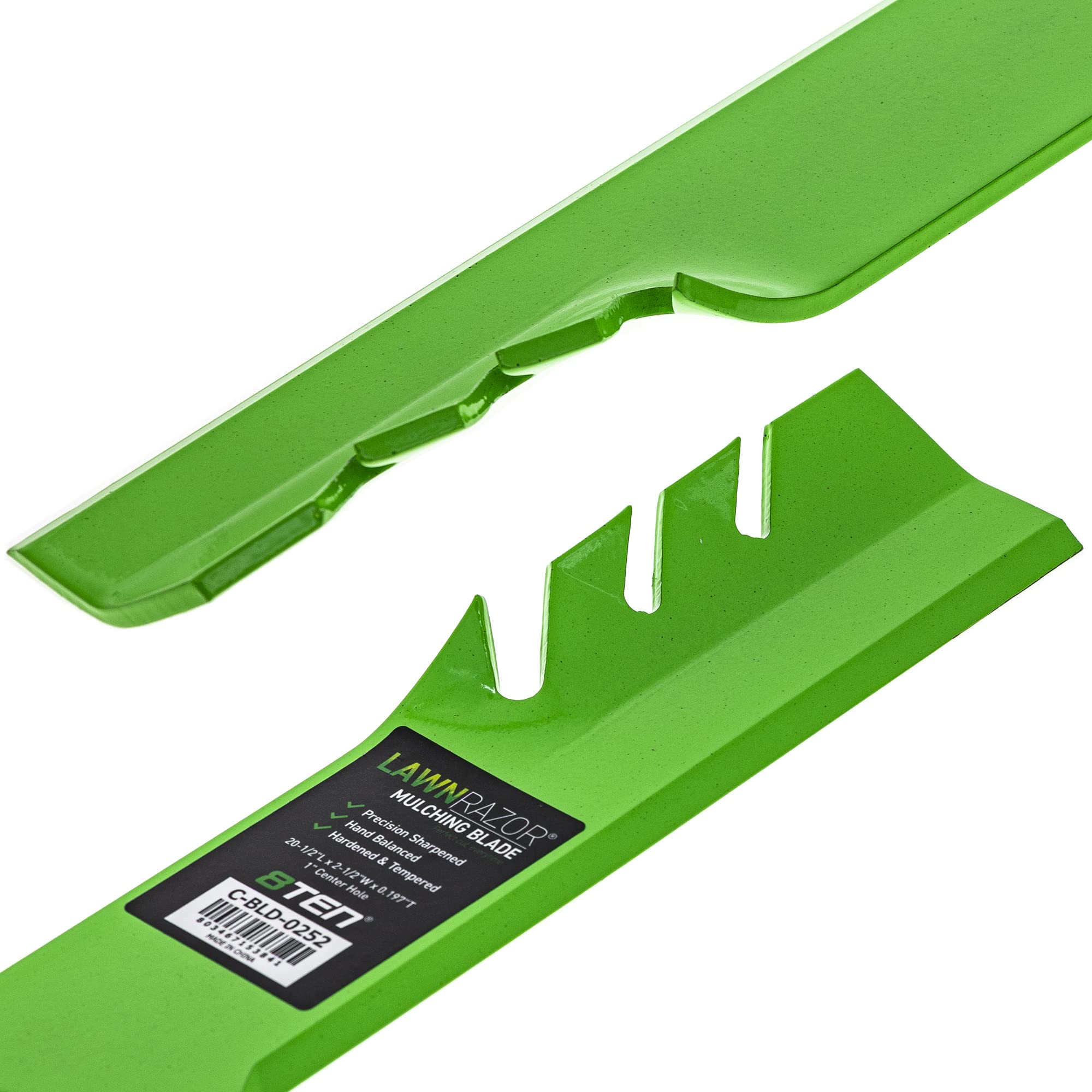 8TEN LawnRAZOR side profile displaying 0.197-inch thickness and strength