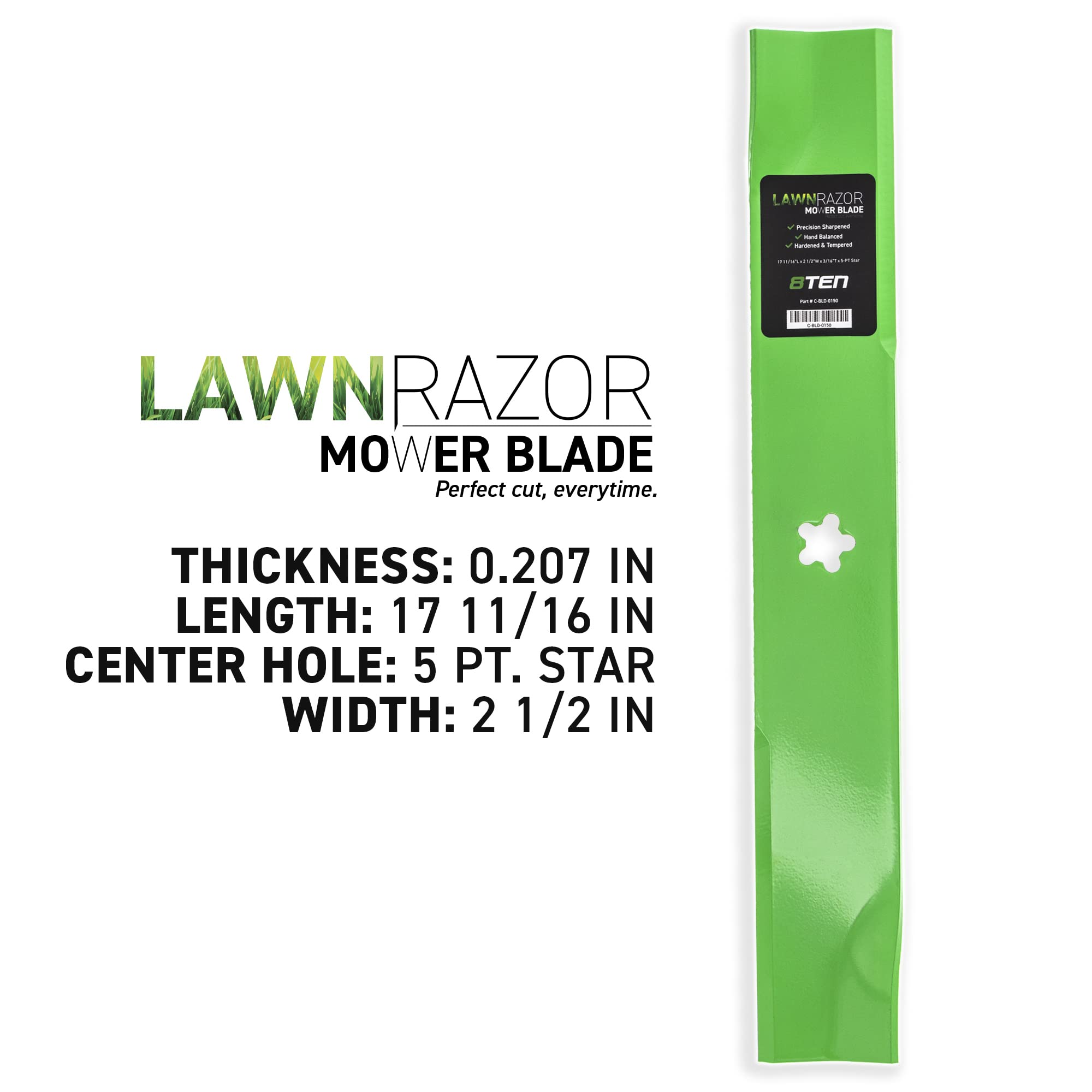 8TEN single blade profile highlighting high-lift edge for cleaner cuts and airflow