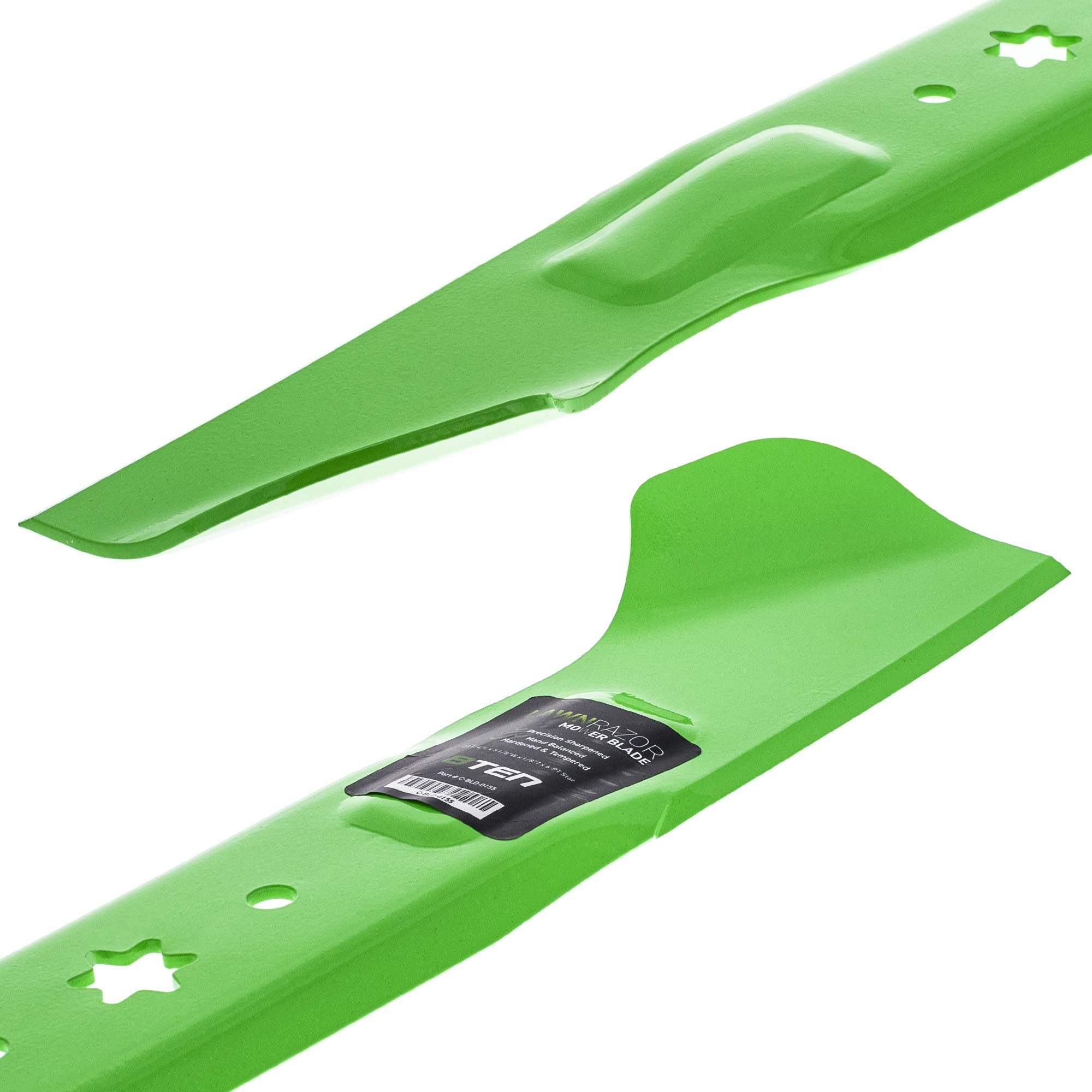 8TEN LawnRAZOR next to measuring tape illustrating exact 23.25 inch length