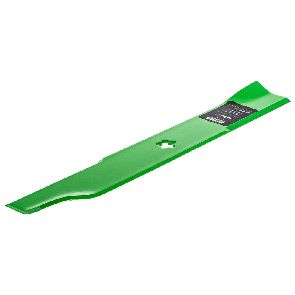 8TEN blade beside ruler showing 17 11/16 inch length for correct deck clearance