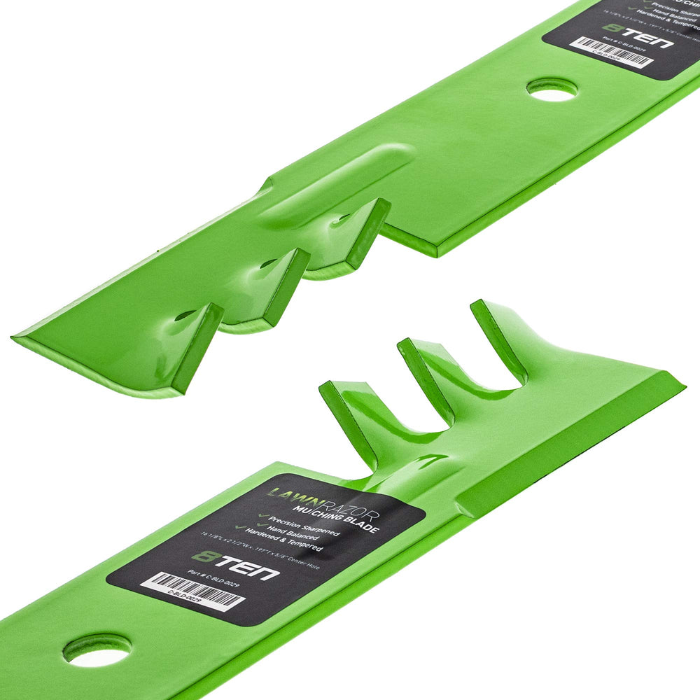 8TEN blade beside ruler showing 48-inch deck size compatibility