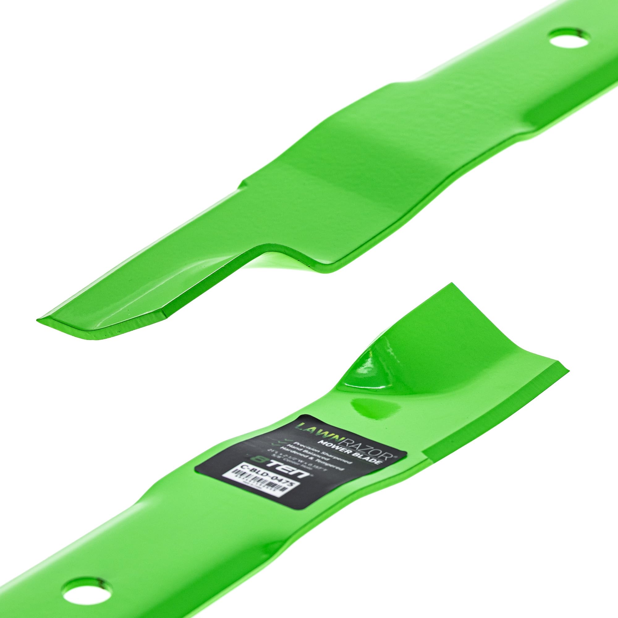 8TEN LawnRAZOR next to ruler showing 21-inch length for accurate sizing