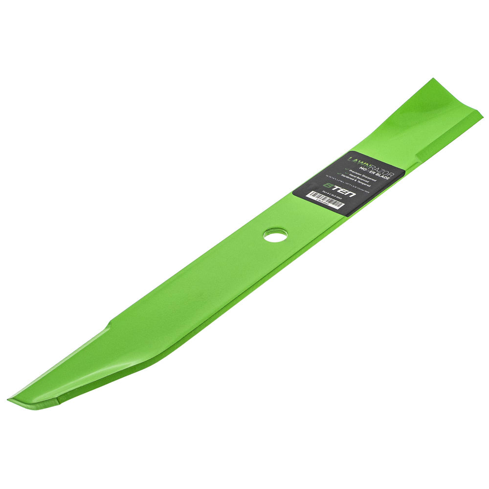 8TEN blade laid over a 50-inch deck measuring scale to show correct length and fit