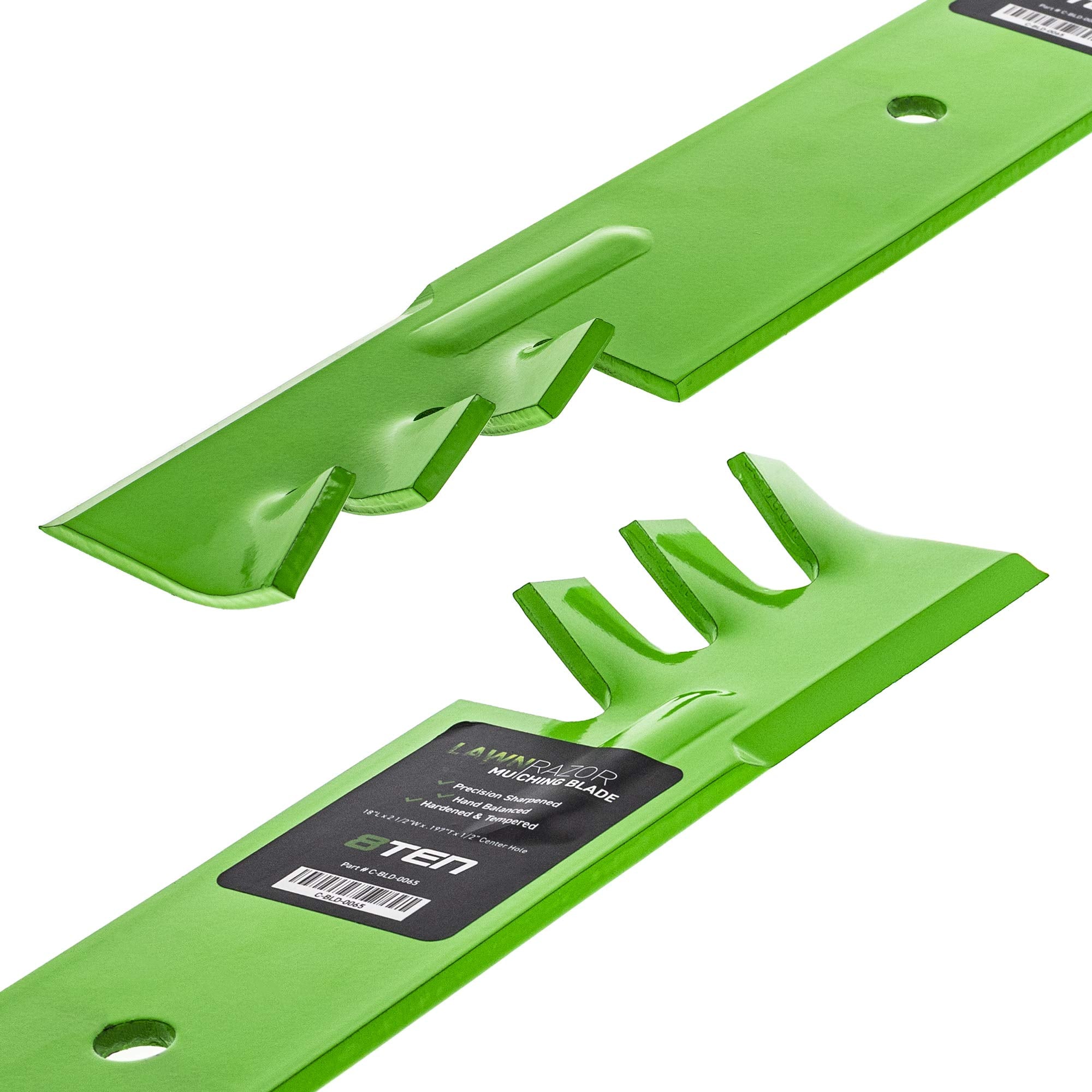 8TEN LawnRAZOR next to ruler showing 18-inch length for quick size confirmation