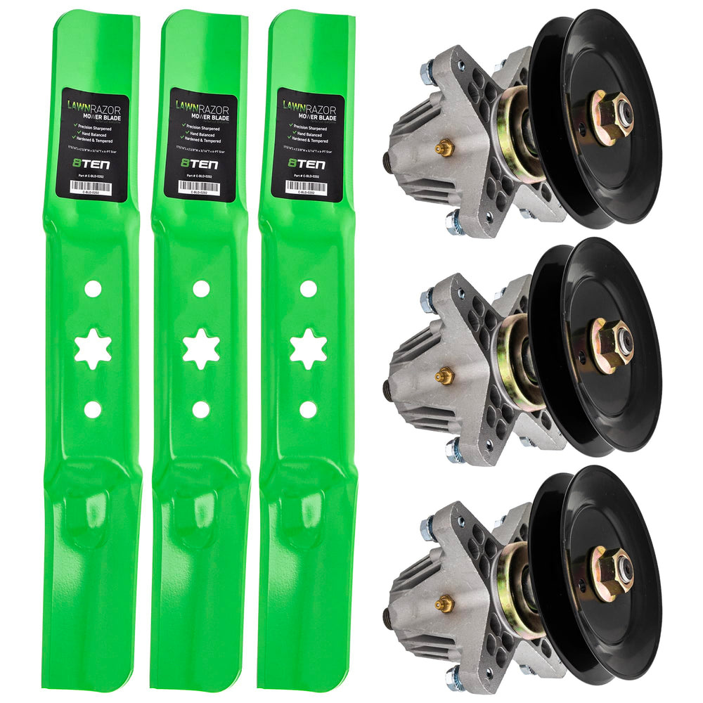8TEN front view of spindle and blade kit showing complete components and easy replacement