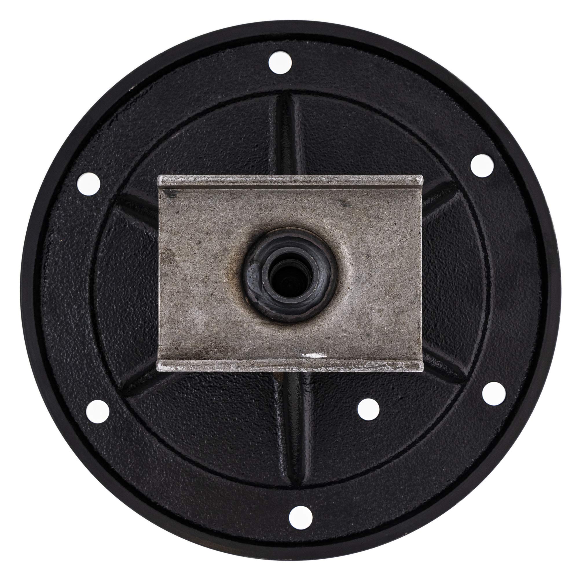 8TEN spindle beside ruler showing 7.5 inch height for accurate OEM fit and deck clearance