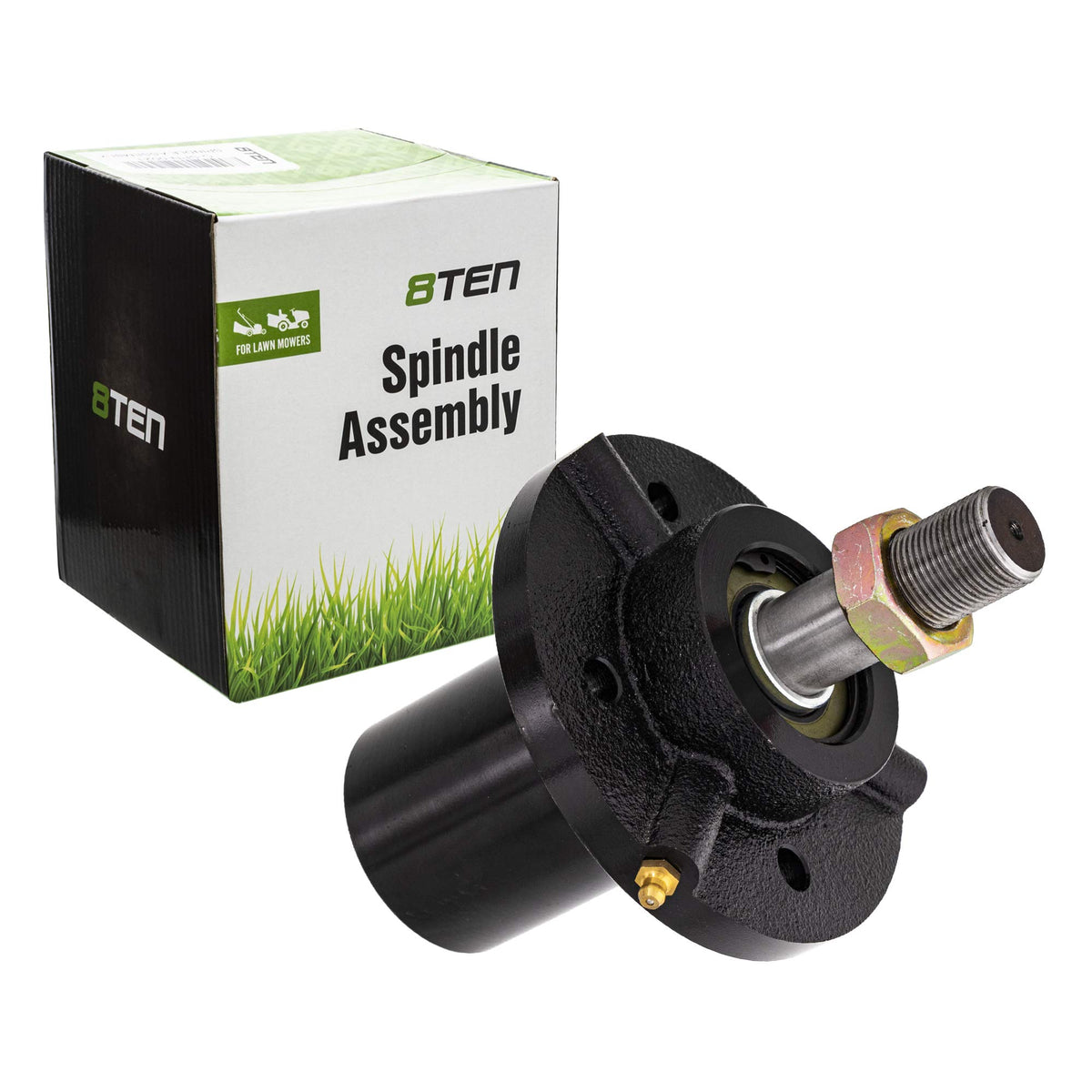 8TEN spindle front view showing mounting flanges and precise fit improves cutting consistency