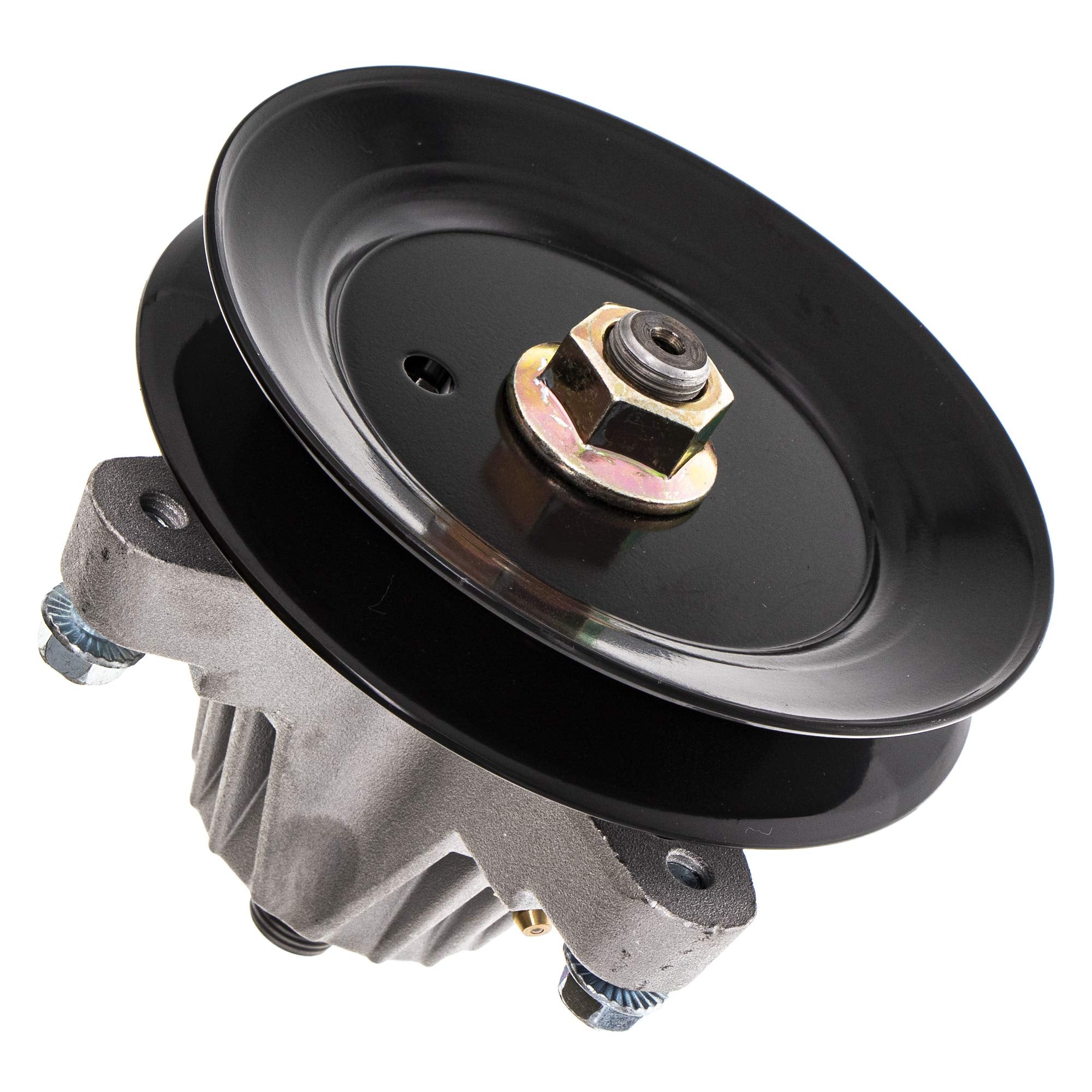 8TEN spindle pulley detail illustrating 5 7/16-inch diameter and smooth groove for belt longevity