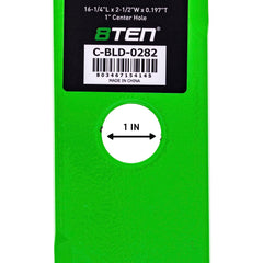 8TEN blade installed in mower deck demonstrating correct fit and balance