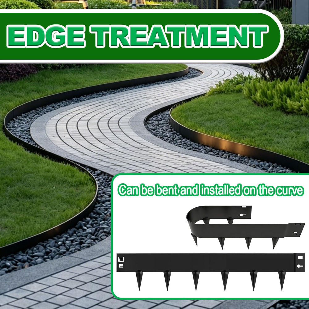 9TH SHOP flexible edging bent into a curved flower bed for custom shaping