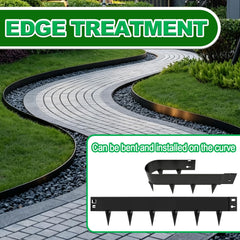 9TH SHOP flexible edging bent into a curved flower bed for custom shaping