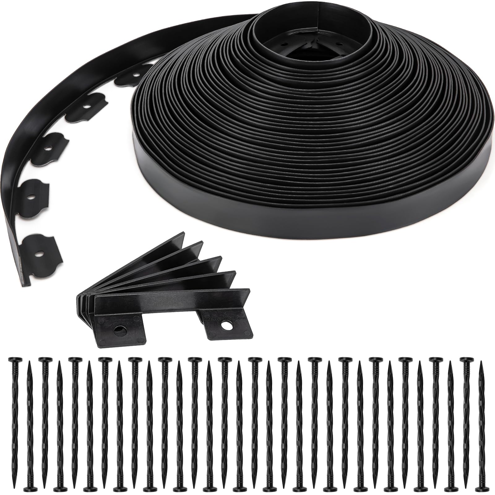 9TH SHOP front view of rolled black landscape edging showing full length and packaging benefit