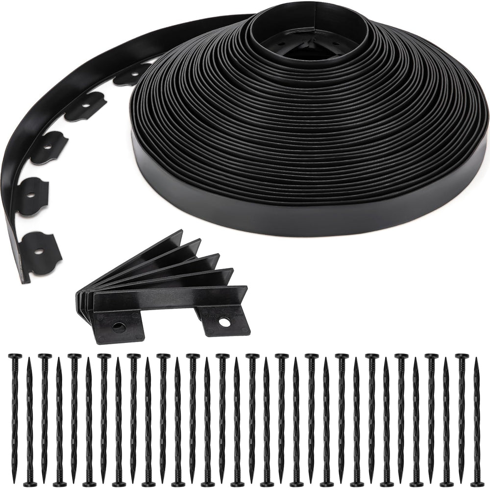 9TH SHOP front view of rolled black landscape edging showing full length and packaging benefit