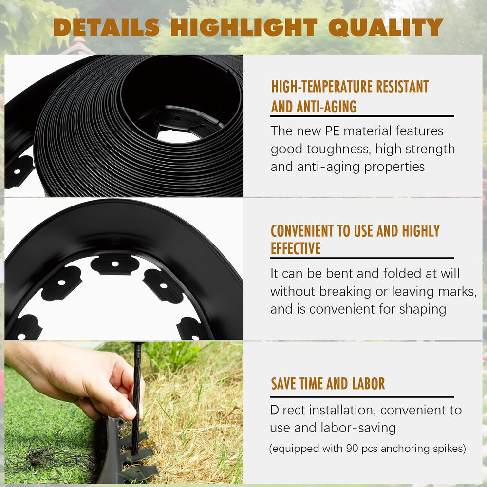 9TH SHOP unrolled 100ft edging on lawn illustrating full-length coverage benefit