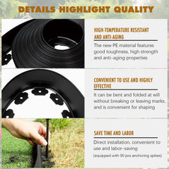 9TH SHOP unrolled 100ft edging on lawn illustrating full-length coverage benefit