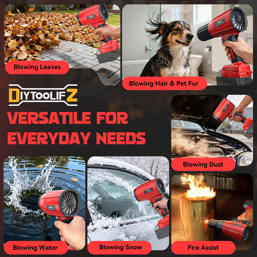DIYtoolifz used in a garage clearing dust and pet hair to illustrate versatile tasks