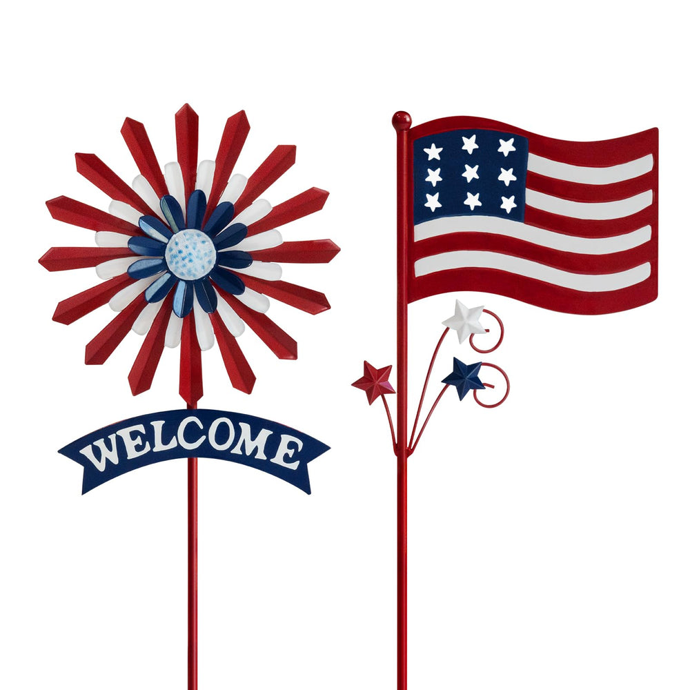 A ANLEOLIFE flag and welcome stakes front view showing vibrant colors and curb appeal