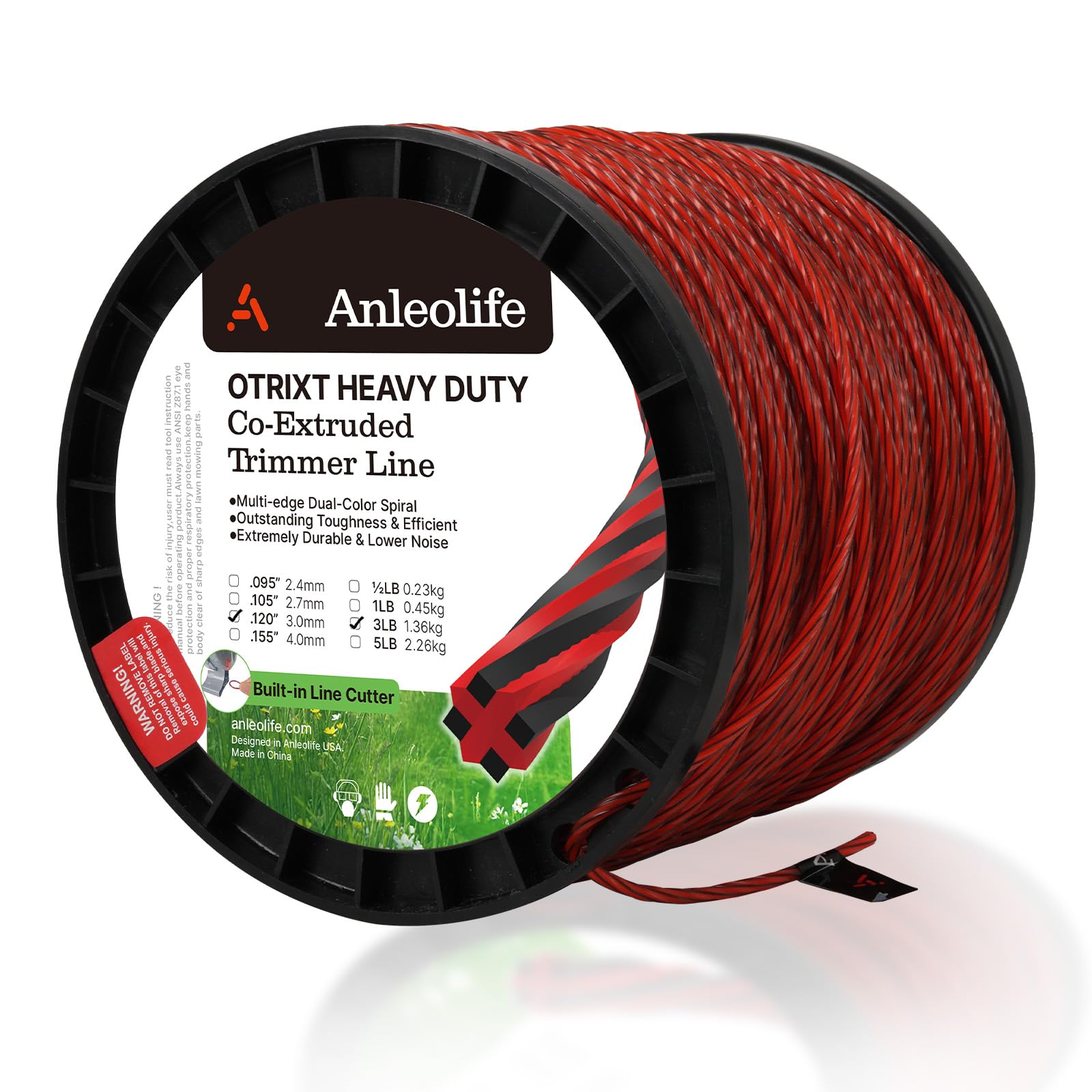 A ANLEOLIFE front view of the 656 ft .120 spool showing packaging and capacity benefit