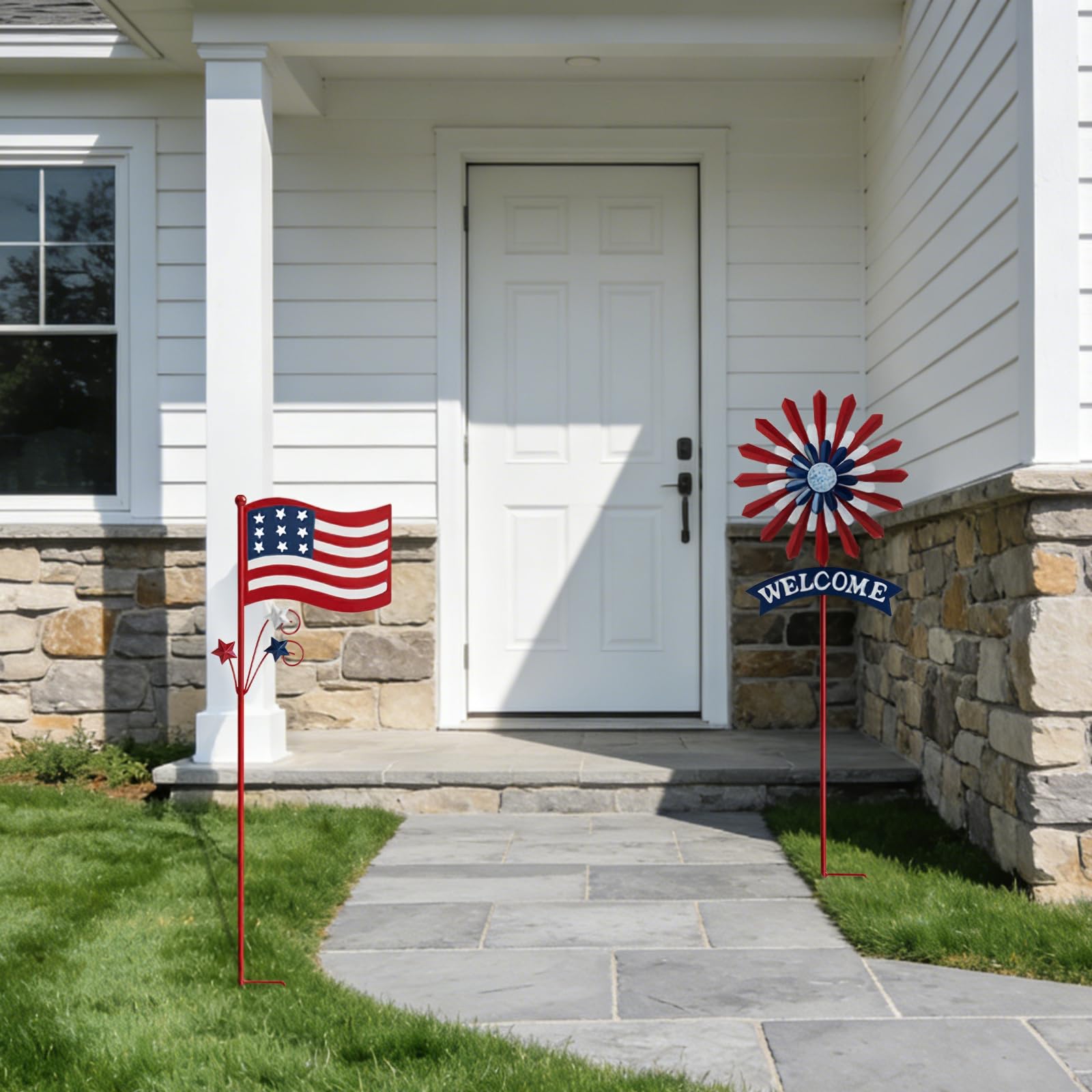 A ANLEOLIFE pathway display showing durable stakes enhancing walkway