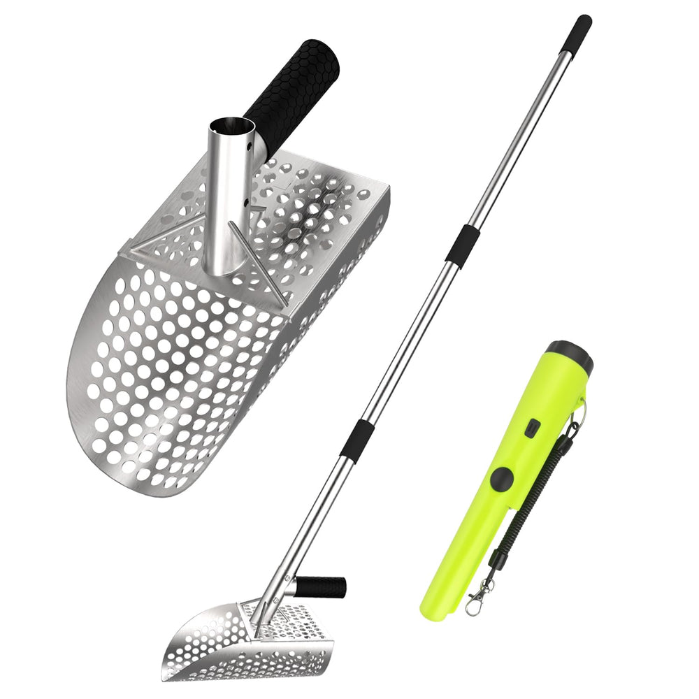A peerless shovel front view of stainless steel scoop showing sturdy build and quick recovery benefit