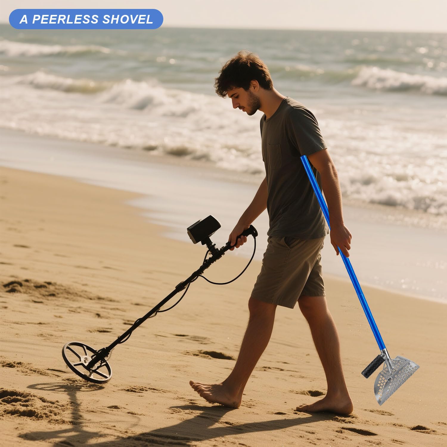 A peerless shovel label and finish shot rustproof stainless finish for longevity