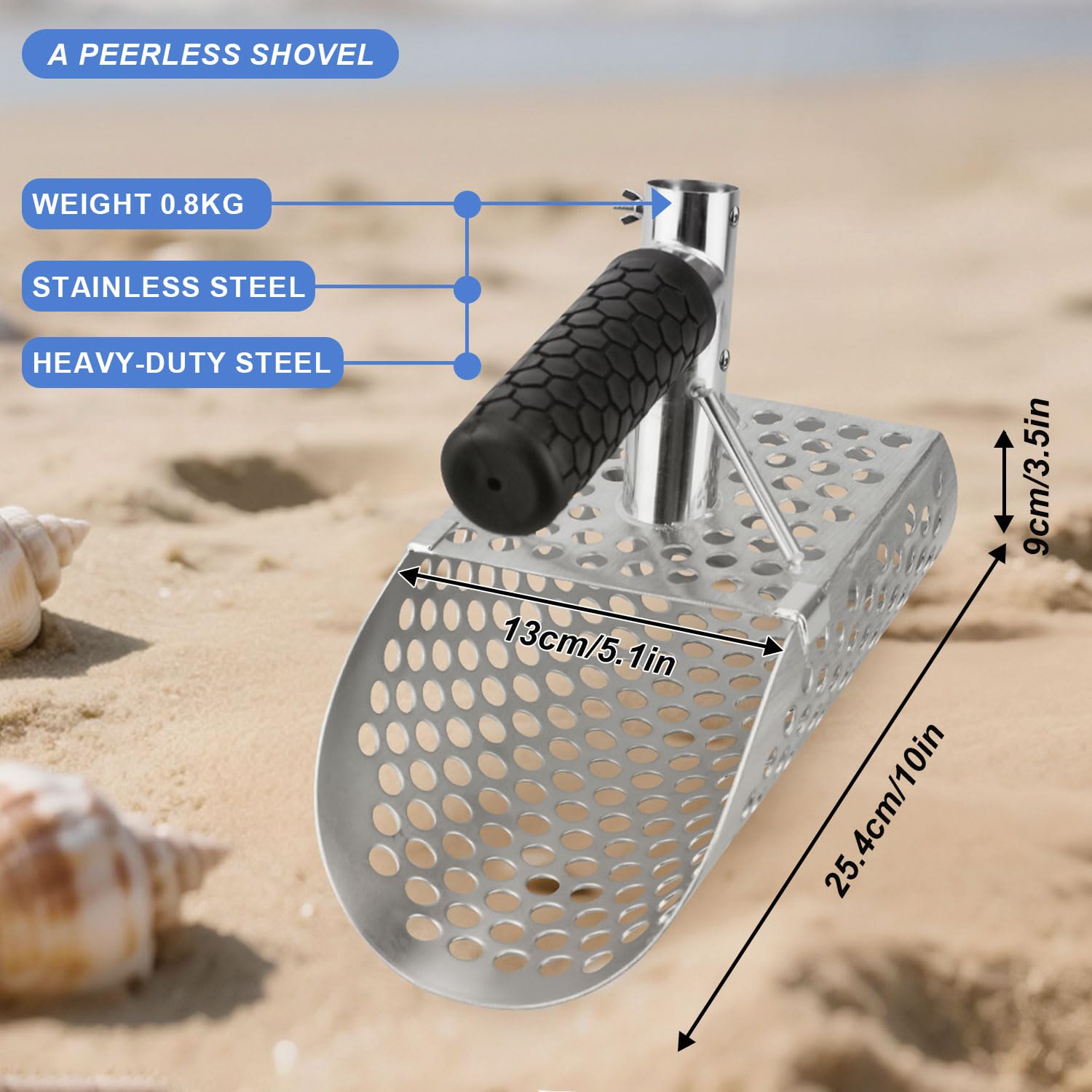 A peerless shovel perforated bowl detail fast sand drainage and efficient sifting
