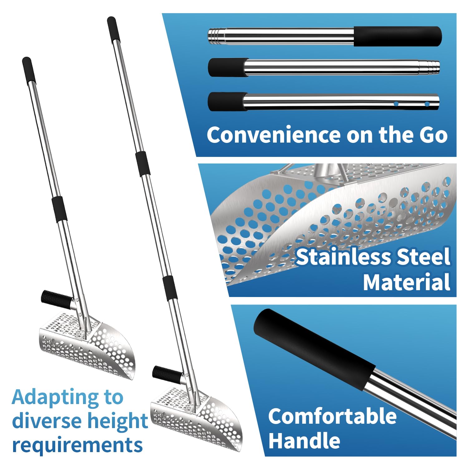 A peerless shovel handheld pinpointer shown next to scoop for precise target locating