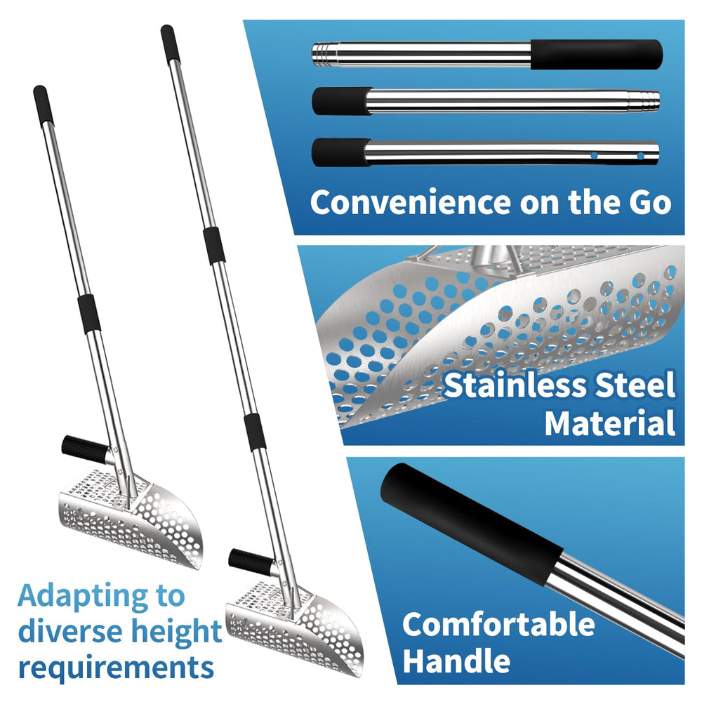 A peerless shovel handheld pinpointer shown next to scoop for precise target locating