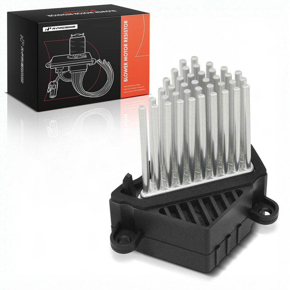 A-Premium front view of blower resistor showing fit and OE-style housing for reliable replacement