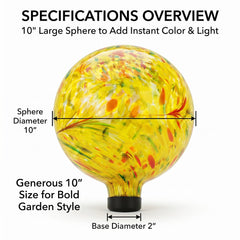 A Ting gazing ball nested in a planter adding instant outdoor interest
