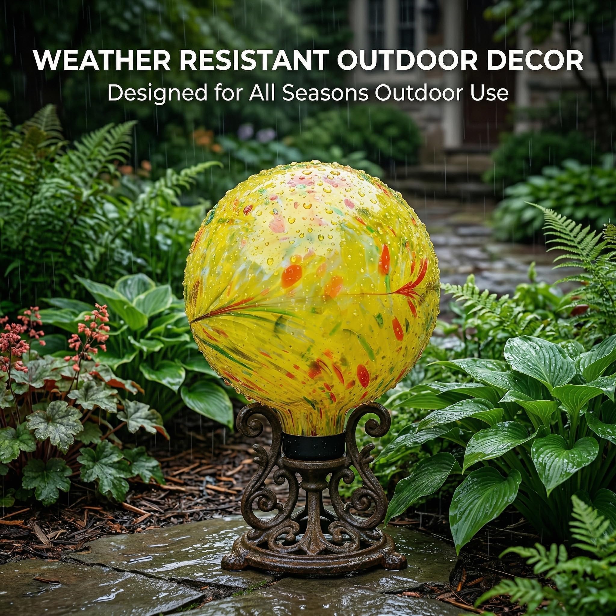 A Ting globe styled on a patio creating warm evening ambiance