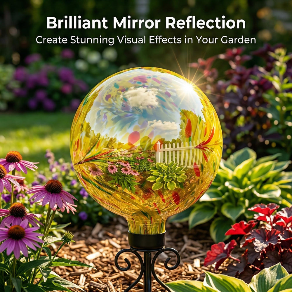 A Ting globe catching sunlight to brighten and animate garden spaces