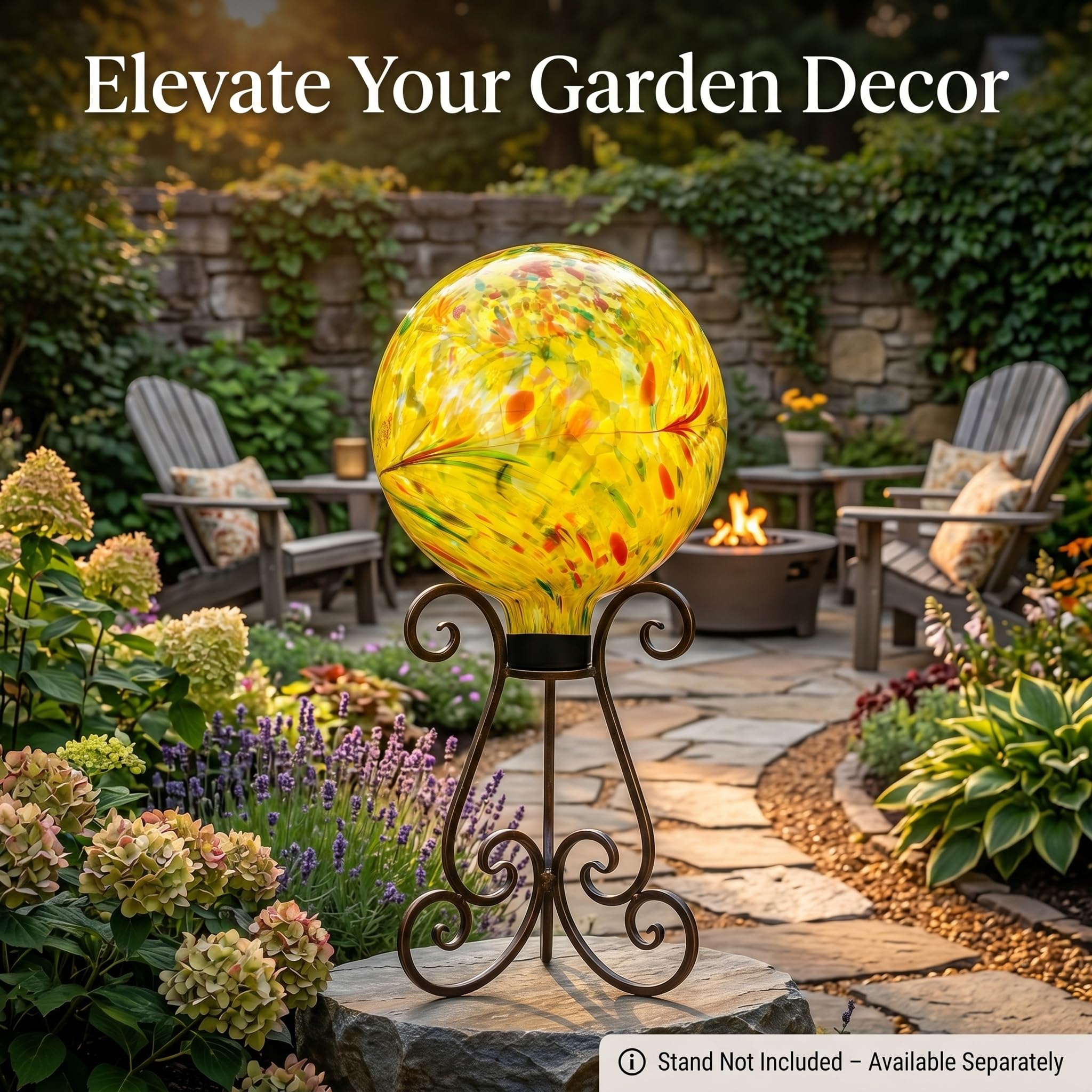 A Ting globe on a decorative stand illustrating elevated garden display