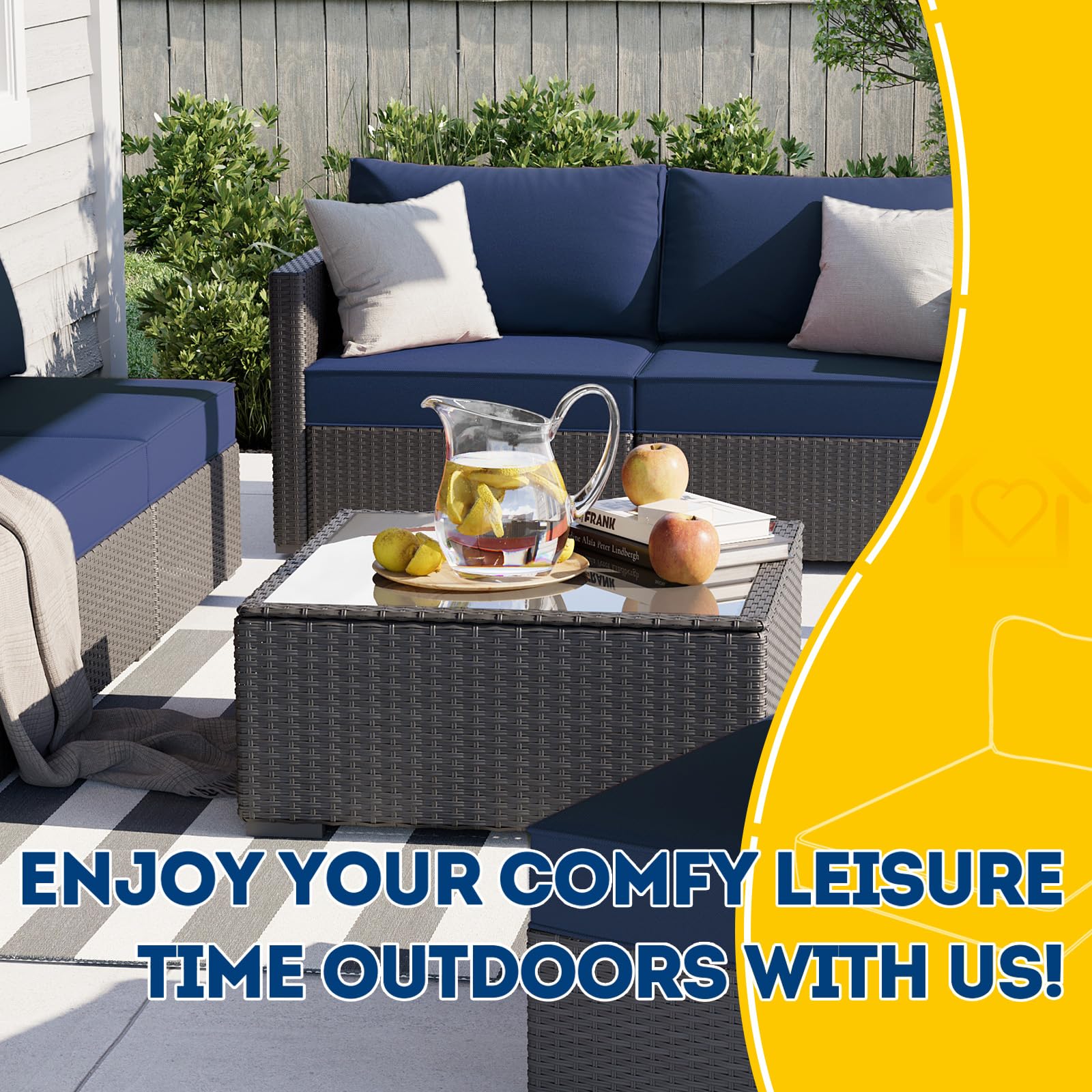 AAAAAcessories cushion set in use on patio loveseat enhancing comfort