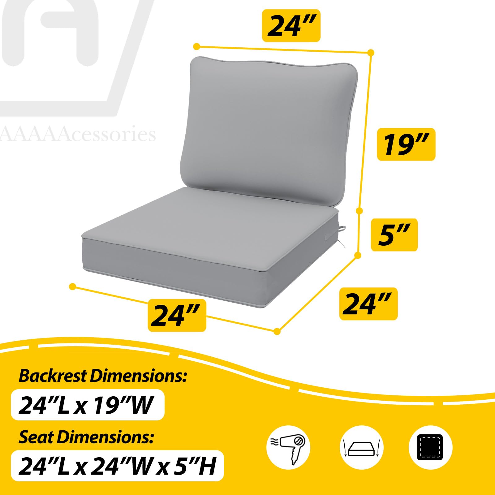 AAAAAcessories tied cushion corner showing non-slip ties and reinforced piped edge durability
