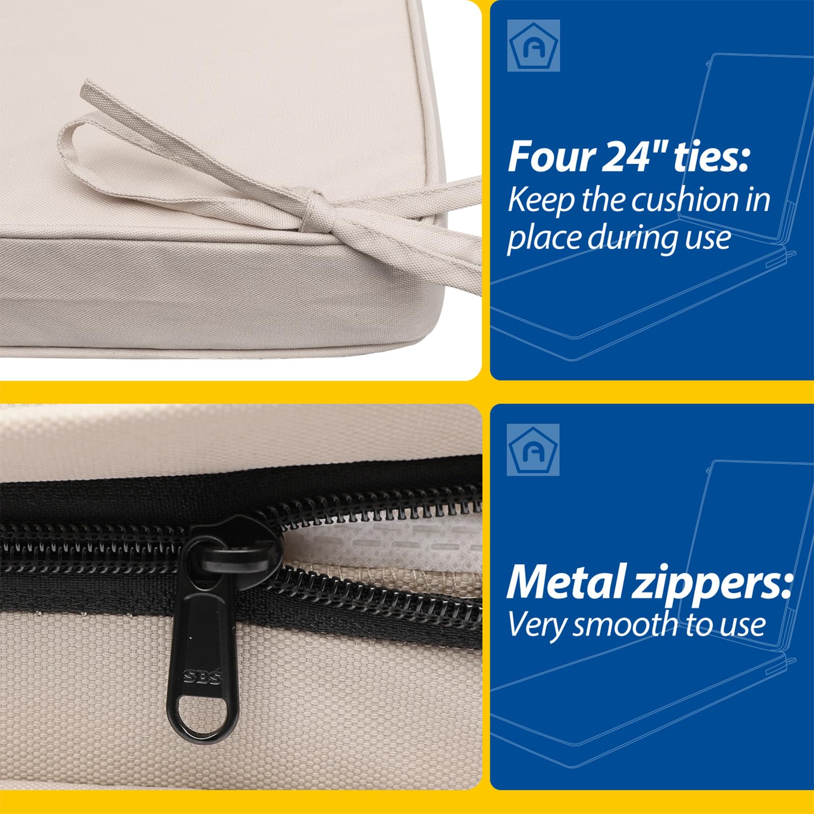 AAAAAcessories cushion side profile displaying 3-inch foam thickness