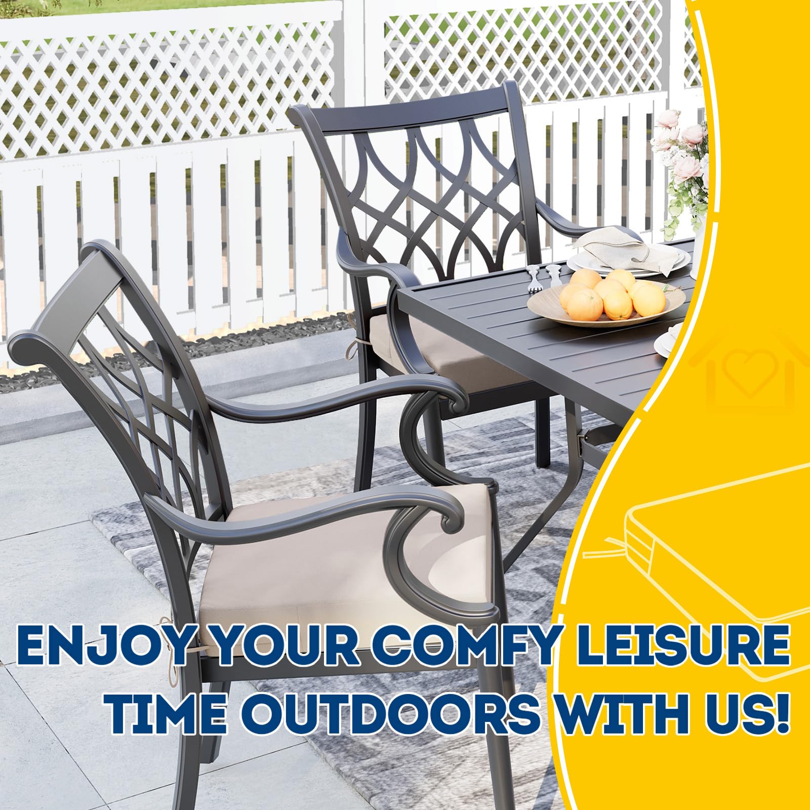 AAAAAcessories cushion on dining chair in patio offering instant comfort