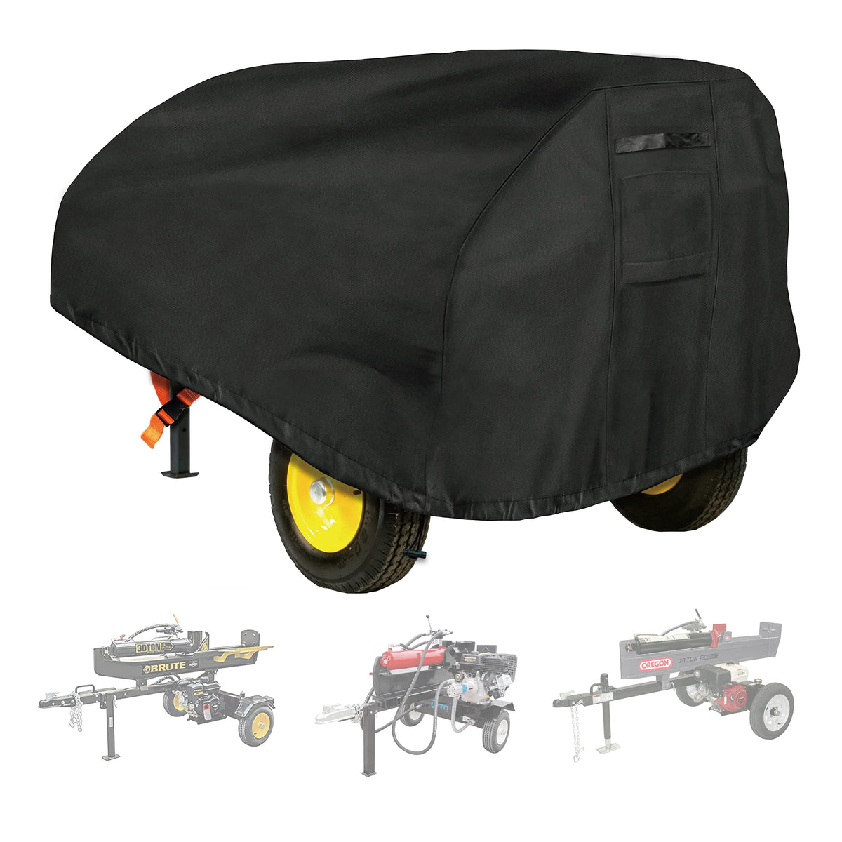 Aaaspark front view of covered log splitter showing full protection