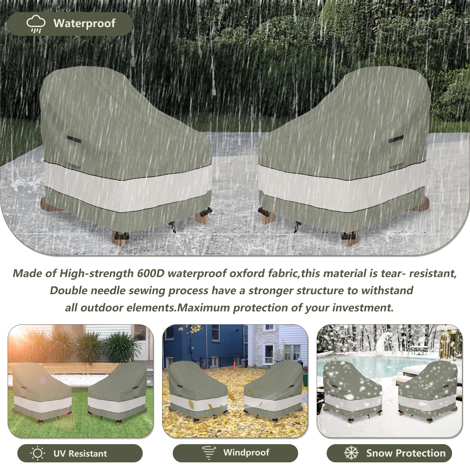 Aacabo covered Adirondack chair in backyard demonstrating outdoor protection