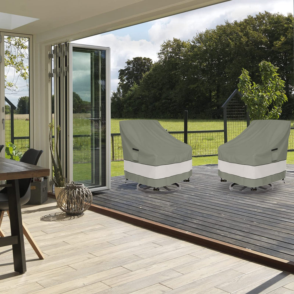 Aacabo cover fitted on a swivel patio chair protecting from weather