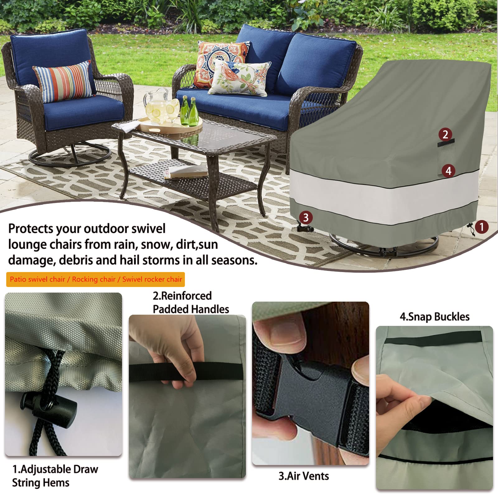 Aacabo elastic hem and buckle detail securing cover against wind