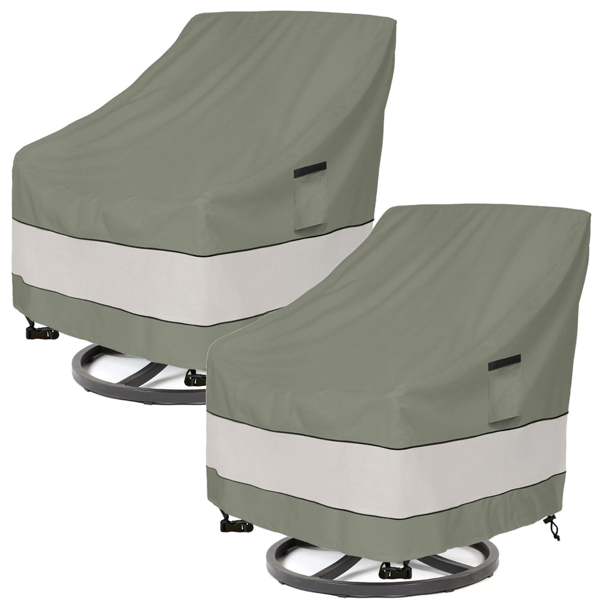 Aacabo front view of two grayish green covers showing fit and finish