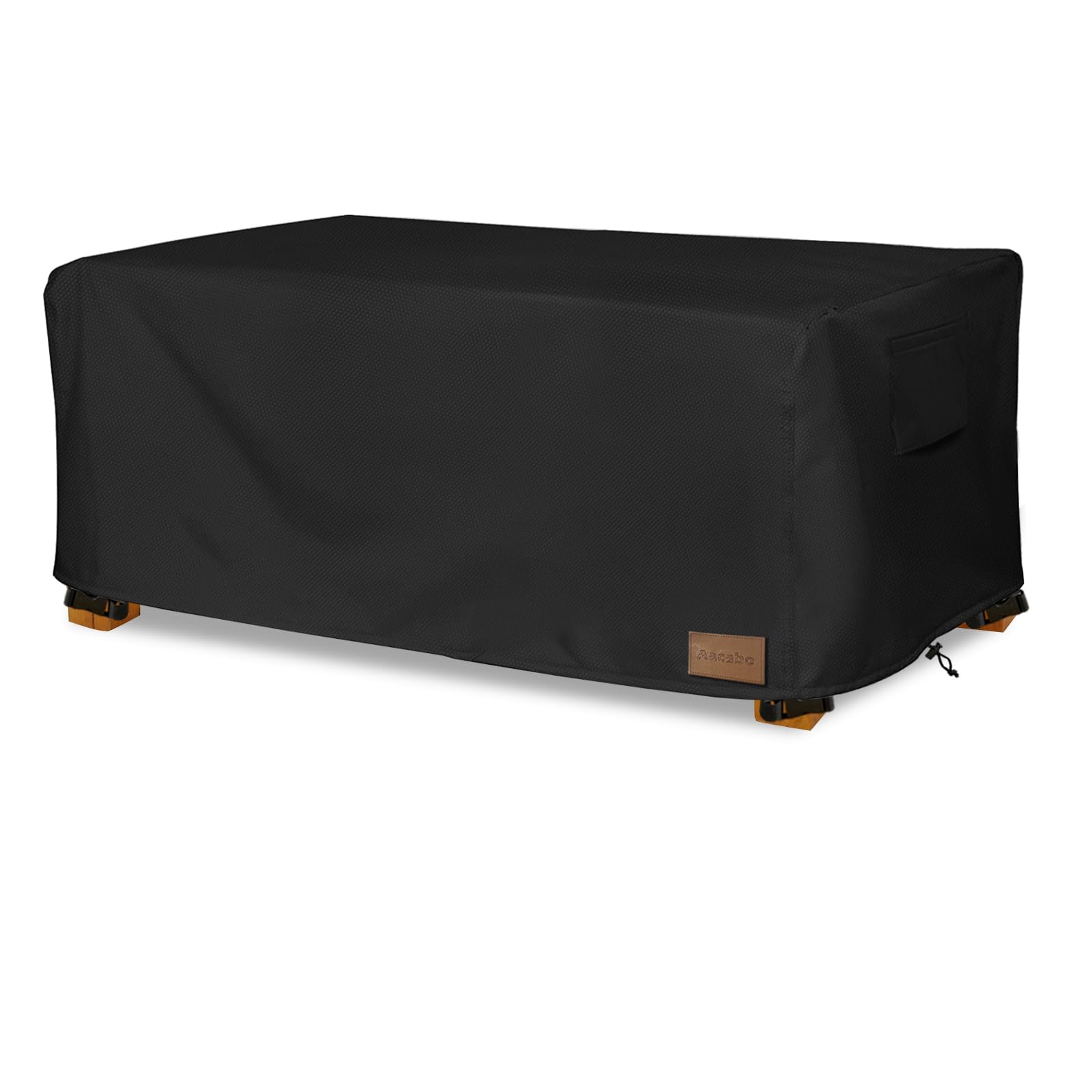 Aacabo front view of rectangular cover protecting patio table, durable protection